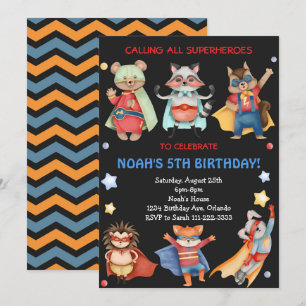 Black Superheroes Kids Uitnodiging voor verjaardag