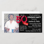 Black Surprise 50th Birthday Party Photo Invite (Voorkant / Achterkant)