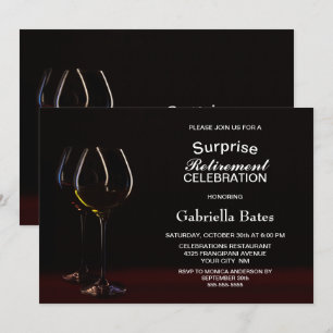 Black Surprise Retirement Wine Glass Party Kaart