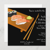 Black Sushi verjaardagsuitnodiging Kaart (Voorkant / Achterkant)