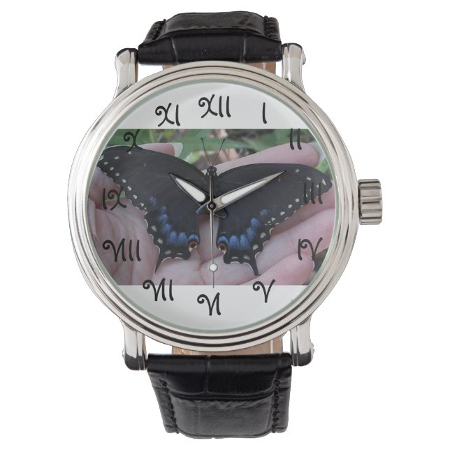 Black Swallowtail Butterfly#1-watch Horloge (Voorkant)