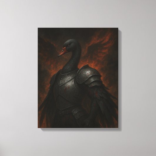 Black Swan Knight – Dark Fantasy Warrior Canvas Afdruk (Voorkant)
