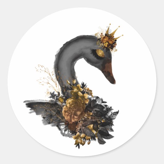 Black Swan Ronde Sticker (Voorkant)