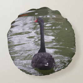 Black Swan Round Pillow Rond Kussen