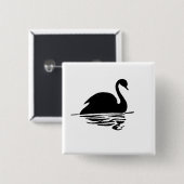 Black Swan Silhouette Vierkante Button 5,1 Cm (Voorkant /achterkant)