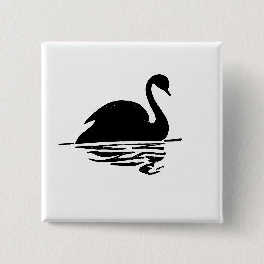 Black Swan Silhouette Vierkante Button 5,1 Cm (Voorkant)