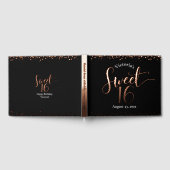 Black Sweet 16 Birthday Glam Echt Roos Goudfolie Gastenboek (Volledig)