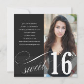 Black Sweet 16 Uitnodiging (Voorkant)