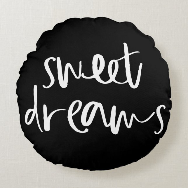 Black Sweet Dreams Coussin rond (Devant)