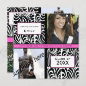 Black Swirl Afstuderen Farewell Invitation Kaart (Voorkant / Achterkant)