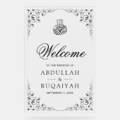 Black Swirl Frame Muslim Wedding Welcome Frosted (Recto)