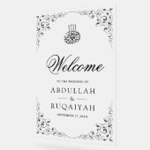 Black Swirl Frame Muslim Wedding Welcome Frosted (Angle)
