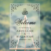 Black Swirl Frame Muslim Wedding Welcome Frosted (Neutre)