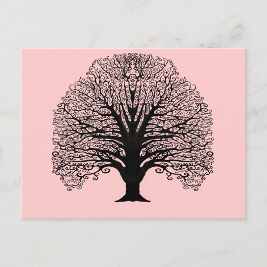 Black Swirl Tree Briefkaart (Voorkant)