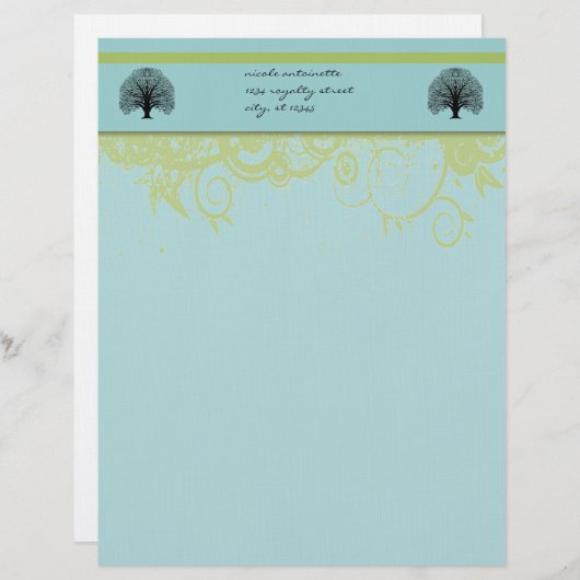 Black Swirl Tree Custom Briefhoofd (Voorkant / Achterkant)