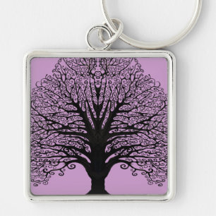 Black Swirl Tree Sleutelhanger