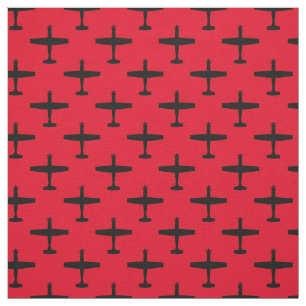 Black T-6 Texan 2 Silhouette Motif Tissu rouge