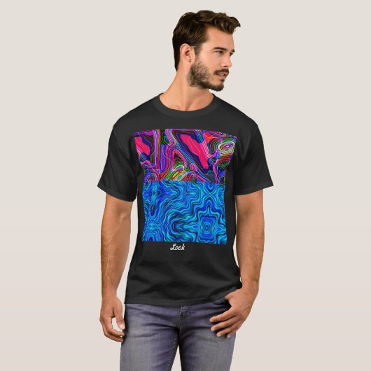 black t-shirt for men with neon print (Devant entier)