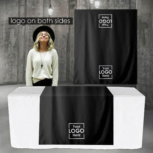 Black Table Runner Banner Business 2 Logos Eveneme Wandkleed