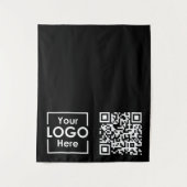 Black Table Runner Banner Business Logo QR-code Wandkleed (Voorkant)