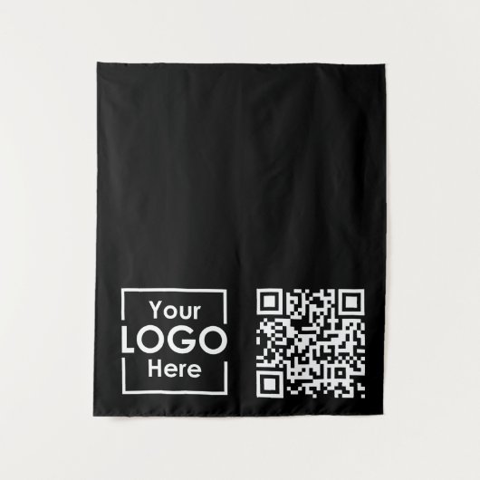 Black Table Runner Banner Business Logo QR-code Wandkleed (Voorkant)