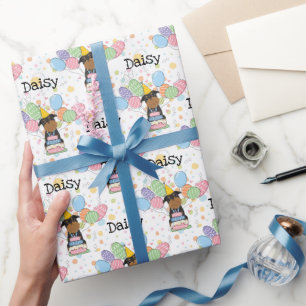 Black Tan Brussels Griffon Hond Verjaardagsfeestje Cadeaupapier