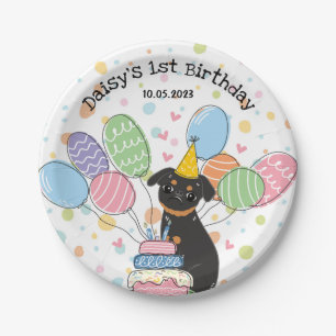 Black Tan Brussels Griffon Hond Verjaardagsfeestje Papieren Bordje
