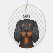 Black & Tan Cavalier King Charles Dog Head & Name Keramisch Ornament (Links)