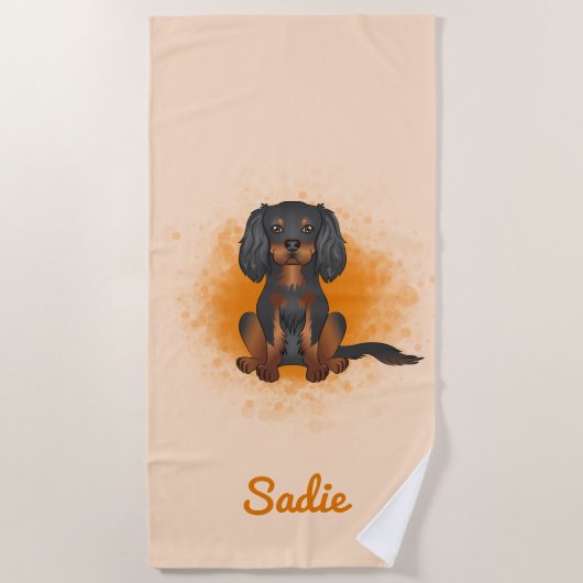 Black & Tan Cavalier King Charles Dog op Sinaasapp Strandlaken (Voorkant)