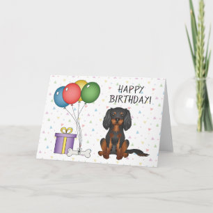 Black & Tan Cavalier King Charles Spaniel Birthday Kaart