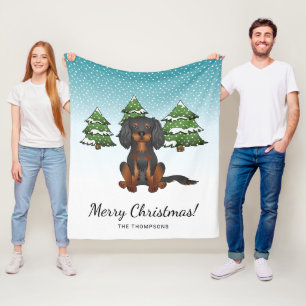 Black Tan Cavalier King Charles Spaniel in Winter Fleece Deken