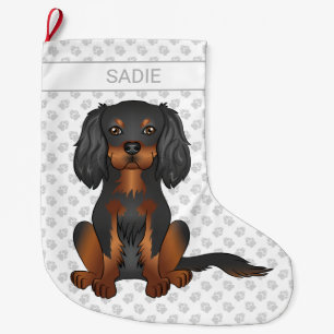 Black & Tan Cavalier King Charles Spaniel & Naam Grote Kerstsok