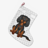Black & Tan Cavalier King Charles Spaniel & Name Grote Kerstsok (Voorkant (Hangend))