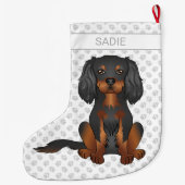 Black & Tan Cavalier King Charles Spaniel & Name Grote Kerstsok (Achterkant)