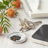 Black & Tan Cavalier King Charles Spaniel & Name Sleutelhanger (Zijkant)