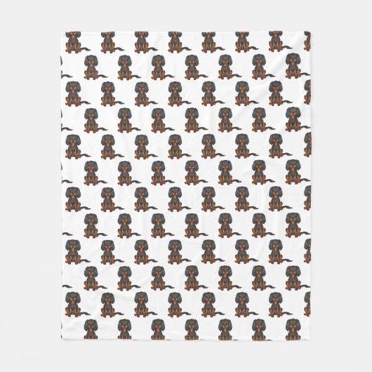 Black & Tan Cavalier King Charles Spaniel Pattern Fleece Deken (Voorkant)