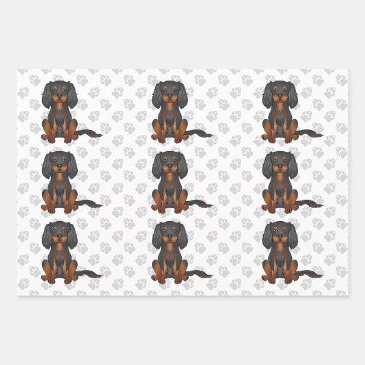 Black & Tan Cavalier King Charles Spaniel Pattern Inpakpapier Vel (Voorkant)
