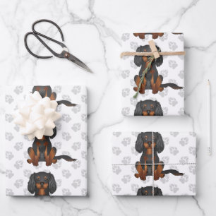 Black & Tan Cavalier King Charles Spaniel Pattern Inpakpapier Vel