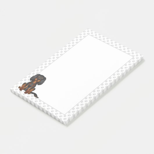 Black & Tan Cavalier King Charles Spaniel & Paws Post-it® Notes (Schuin)