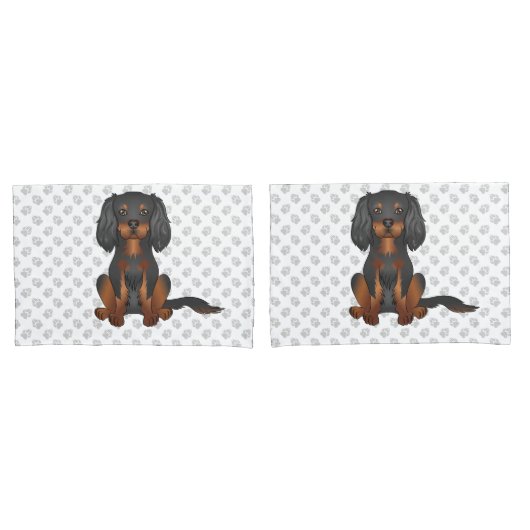 Black & Tan Cavalier King Charles Spaniel & Pootaf Kussensloop (Voorkant-Set)
