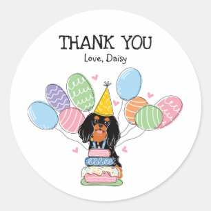Black Tan Cavalier King Charles Spaniel Verjaardag Ronde Sticker