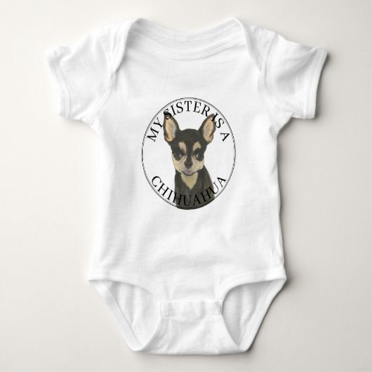 Black Tan Chihuahua Dog Big Sister Romper (Voorkant)