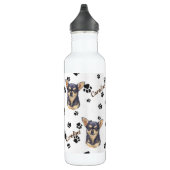 Black Tan Chihuahua Dog Pawprint Mok Waterfles (Rechts)