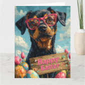 Black Tan Coonhound Easter Eggs Kaart (Voorkant)