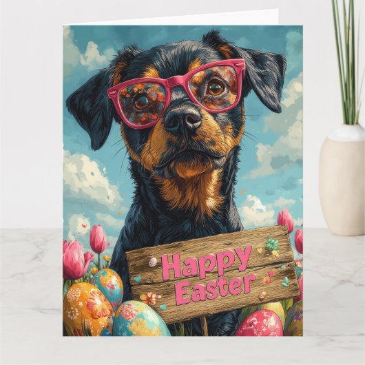 Black Tan Coonhound Easter Eggs Kaart (Voorkant)