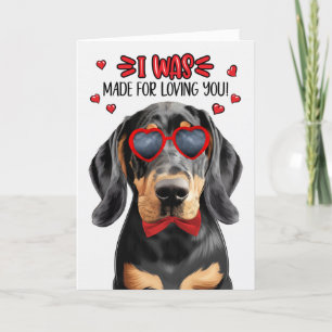 Black Tan Coonhound Gemaakt voor Loving You Valent Feestdagen Kaart