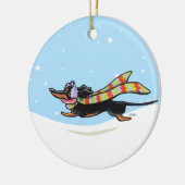Black Tan Dachshund Cold Winter Keramisch Ornament (Links)