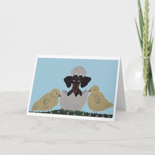 Black & Tan Dachshund Easter Kaart (Voorkant)