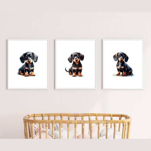 Black Tan Dachshund Print, Dachshund Pet Portrait