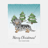 Black & Tan Dapple Long Hair Dachshund in Winter Fleece Deken (Voorkant)
